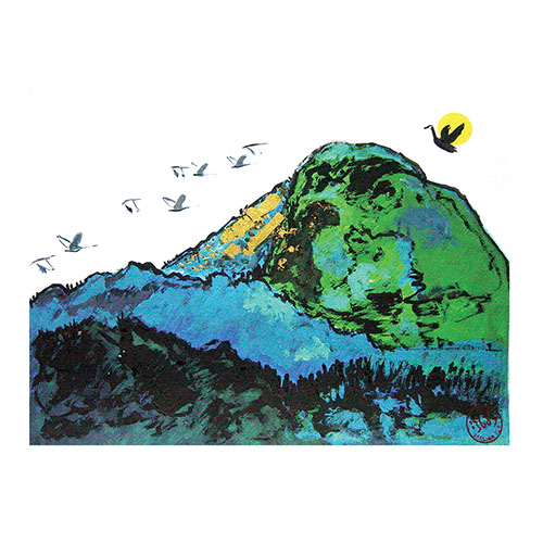 Solid Mountain with birds