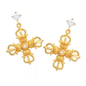 double dorje earrings yellow gold