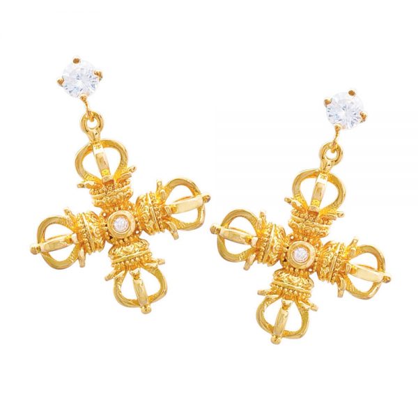 double dorje earrings yellow gold