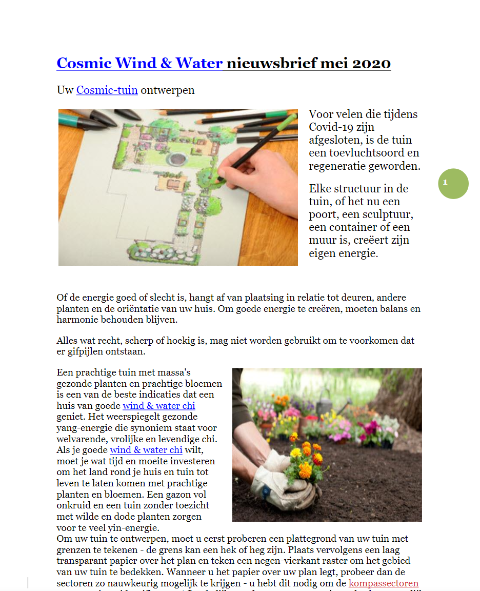 Cosmic Wind & Water tips voor uw tuin