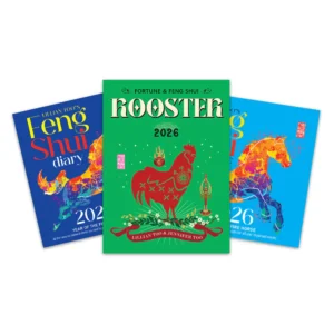 Boeken, set van 3 – Almanak, Diary en Haan/Rooster horoscoopboek 2026. Levering eind november/medio december 2025